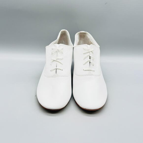 Repetto Shoes Womens 7 White Leather Lace Up Oxford Pump Block Heel Balletcore - Picture 3 of 14
